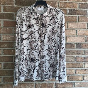 Calvin Klein Snakeskin Long Sleeve Blouse Shirt